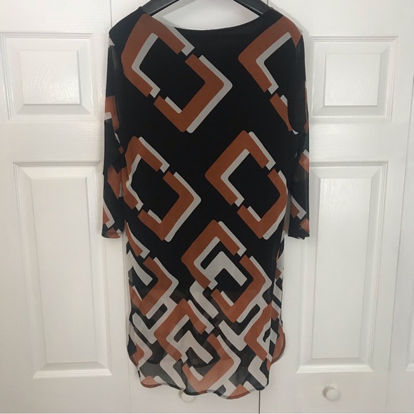 NWT Alfani long-sleeved tunic/ XL/ Multi-colored/ sheer w/ lining/ minor flaw - Picture 3 of 13